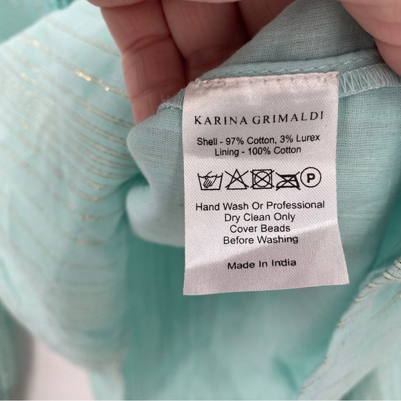 Karina Grimaldi Mint Green Peasant Blouse Medium - Picture 2 of 5